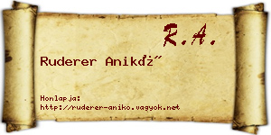 Ruderer Anikó névjegykártya